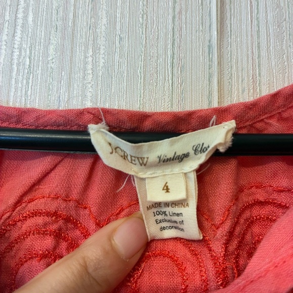 J. Crew Vintage closet Coral Embroidered boho Blouse top 4 - Picture 6 of 6
